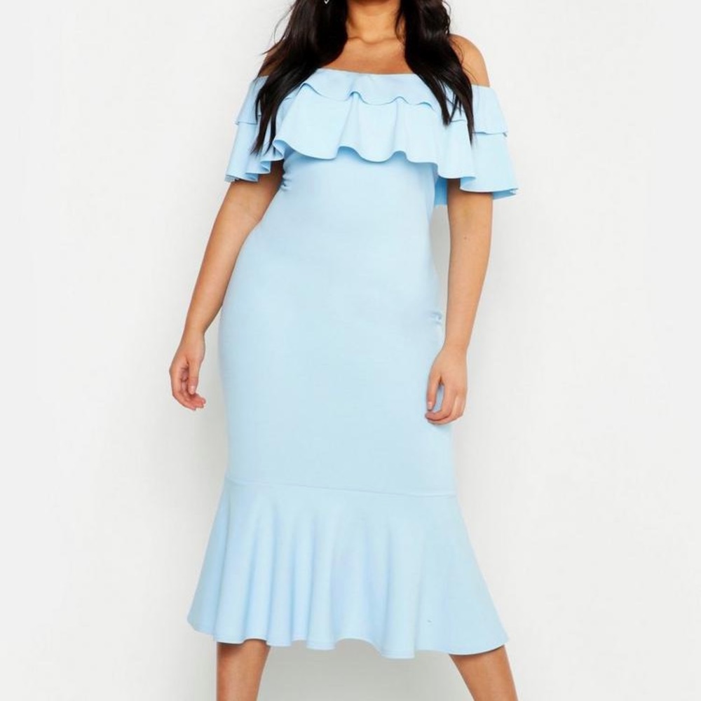 Plus Ruffle Fishtail Midi Dress - Picture 3 of 3